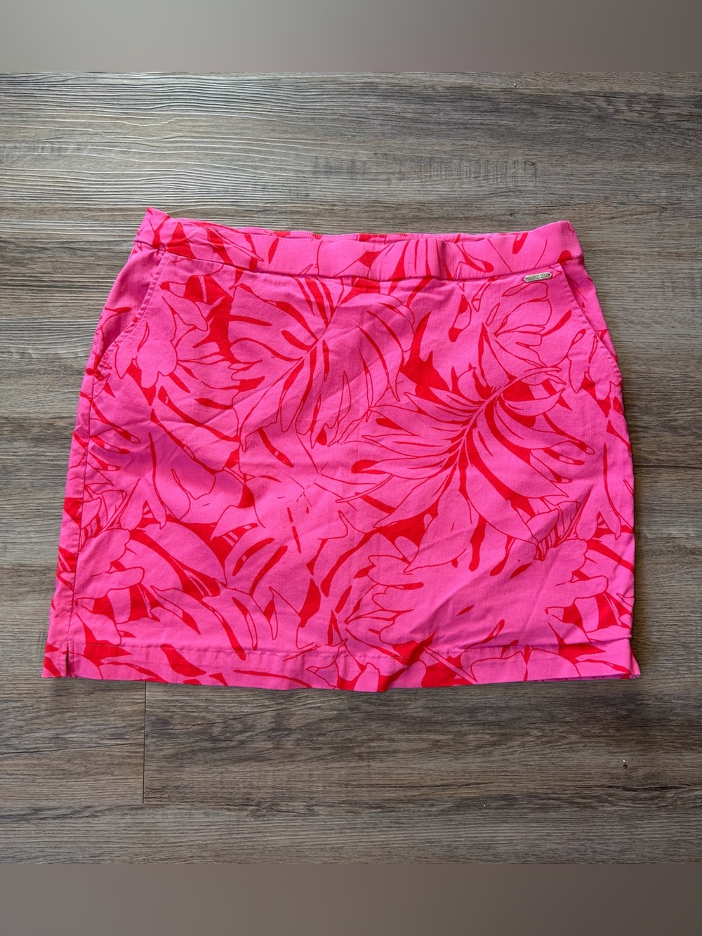 Rafaella Pink Tropical Leaf Print Skort Womens Size XL
